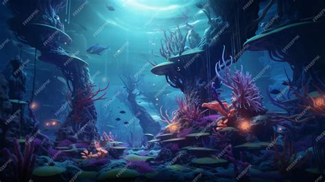 Premium AI Image | Deep Sea Creatures in the Ocean Background