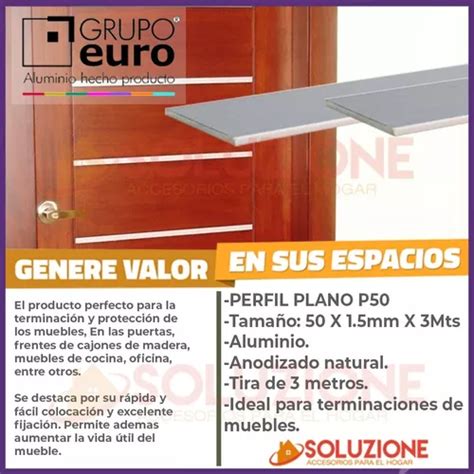 Perfil Plano 50 Mm Aluminio Anodizado Mueble Grupo Euro En Venta En La