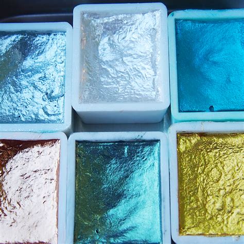 Handmade Metallic Watercolour Paints Shimmer Watercolours Half Pans