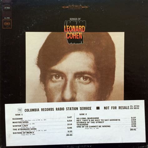 Leonard Cohen Songs Of Leonard Cohen 1967 Vinyl Discogs