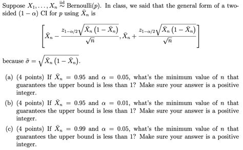 Solved Suppose X1xn∼ Iid Bernoulli P In Class We