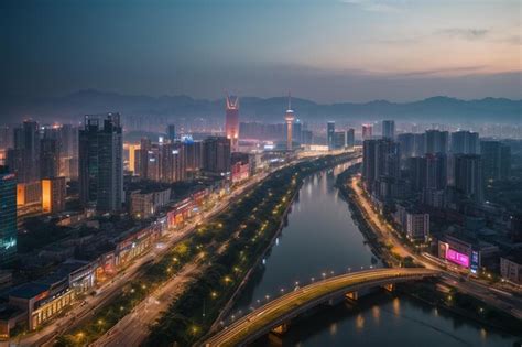 Premium Photo | Aerial photography of wuxi city skyline at night