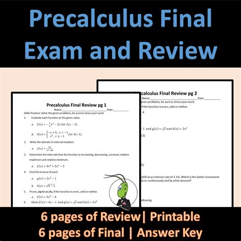 Precalculus Final Exam And Review Functions Exp Logs Trig