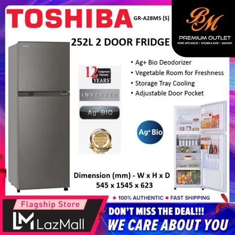 Fast Ship Toshiba Gr A28ms Ds Inverter 2 Door Refrigerator