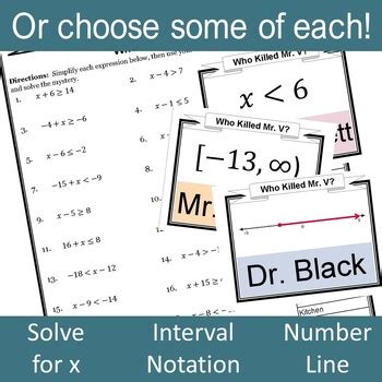 Solving Inequalities W Add Subtract Customizable Mystery Scavenger Hunt