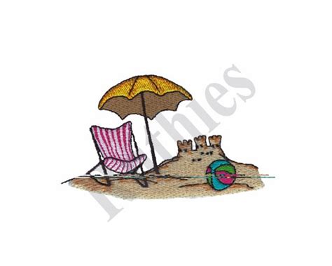 Beach Scene Machine Embroidery Design Etsy