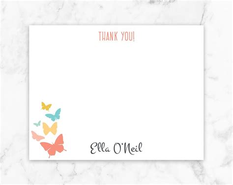 Butterfly Thank You Card Butterfly Note Card Butterfly - Etsy