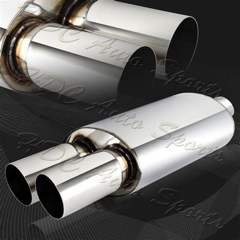 3 Dual Flat Tip Stainless Steel Weld On Exhaust Muffler 25 Inlet