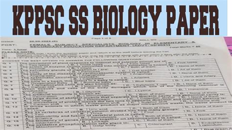 KPPSC SS BIOLOGY Complete Paper 19 Sep 22 KPPSC SS BIOLOGY Syllabus