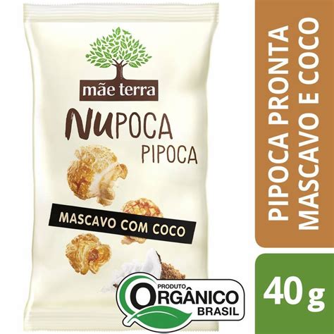 Pipoca Pronta Doce Orgânica Caramelo Coco Mãe Terra Pacote 40g