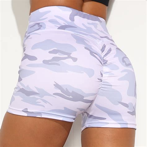 Women Fashion Camo Camouflage Effortless Scrunch Shorts Activewear Yoga