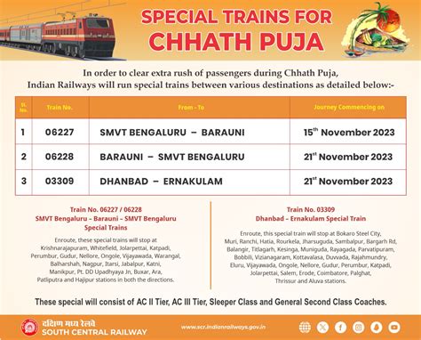 Special Trains For Diwali Chhath Puja Iiq8 News South Central