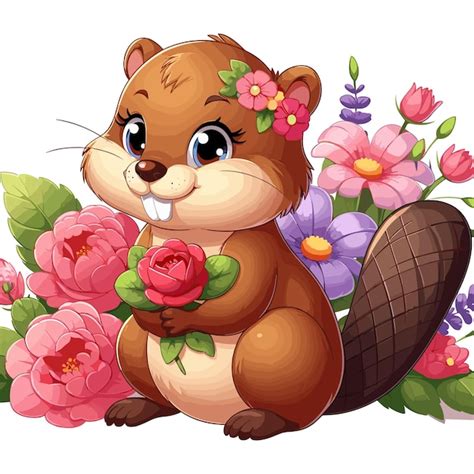 Cute Beaver Vector Illustration De Dessin Animé Vecteur Premium