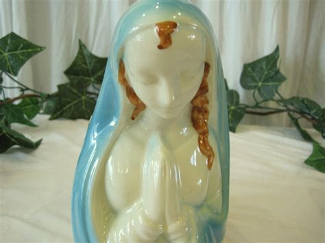 Vintage Madonna Virgin Mary Head Vase Planter Possible Brush Etsy