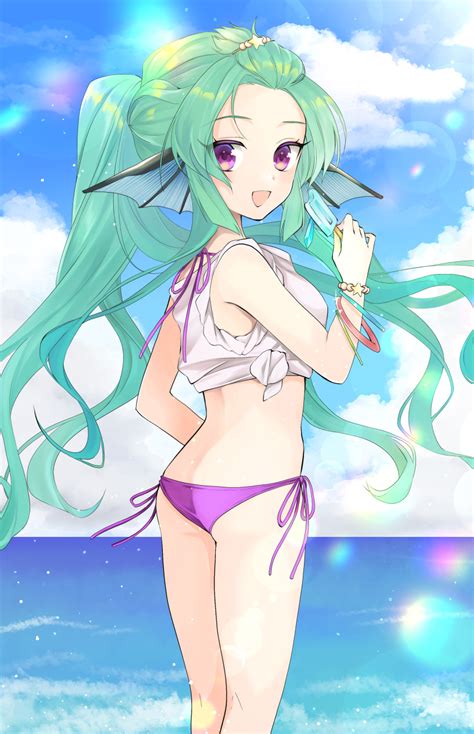 Safebooru 1girl D Absurdres Ass Bangs Pinned Back Bikini Clouds Earrings Eyes Visible Through