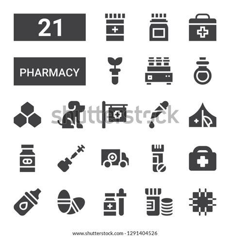 Pharmacy Icon Set Collection 21 Filled Stock Vector Royalty Free