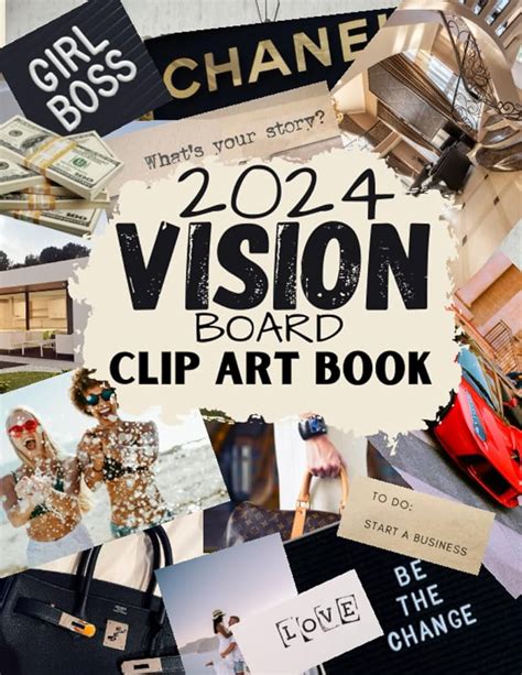 Vision Board Clip Art Book Inspirational Words Life Aspects