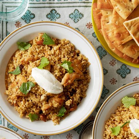 Recipe Zaatar Spiced Chicken And Bulgur With Yogurt Sauce And Pita Chips