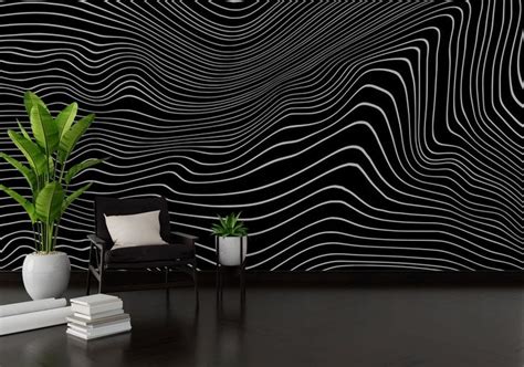 Peel And Stick Black And White Abstract Wallpaper Self Adhesive Or