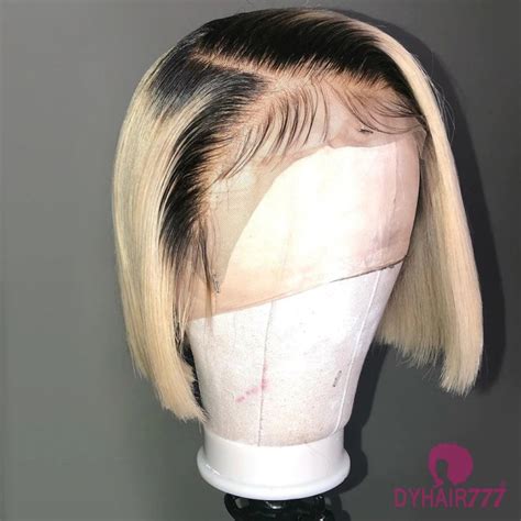 Density Bob Lace Front Wig Color B Ombre Straight Virgin