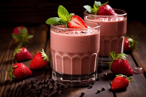 Premium Ai Image Fresh Strawberry Smoothies In A Glass