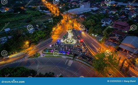 Aerial View Of Patung Titi Banda Monument In Denpasar Bali Indonesia