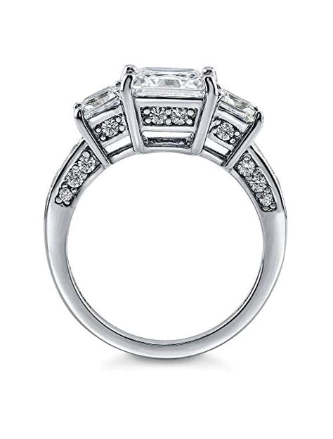 Buy Berricle Sterling Silver 3 Stone Wedding Engagement Rings Princess Cut Cubic Zirconia Cz