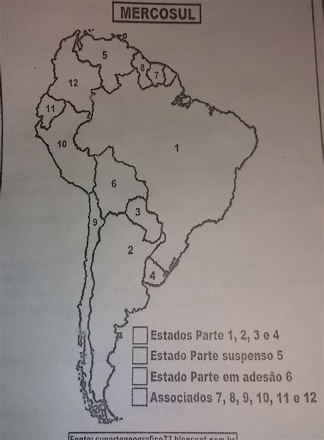 Atividades Sobre O Mercosul 1 Pinte O Mapa De Acordo A Legenda