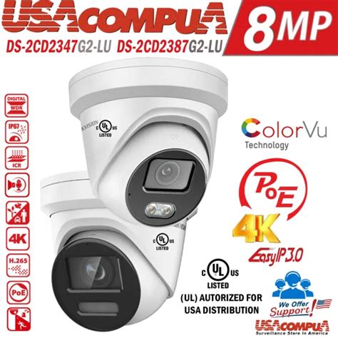 K Mp Colorvu Ip Camera Hikvision Ds Cd G Lu Mm Acusense Poe