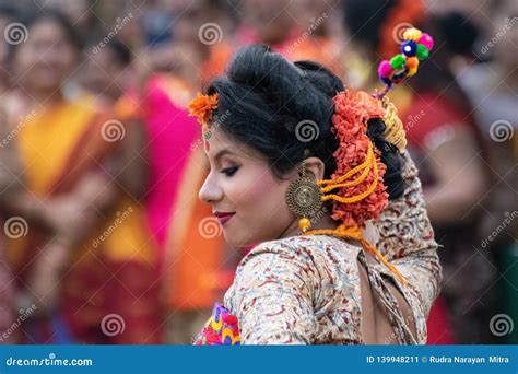 Young Girl Dancing At Holi Spring Festival Editorial Photo Image Of