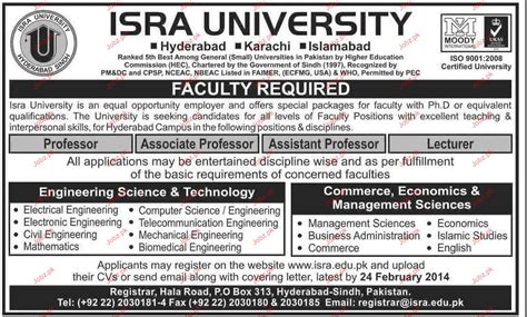 Professors Associate Professors Job In Isra University 2024 Job