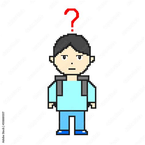 Clip art of pixel art question mark school boy Stock Illustration ...