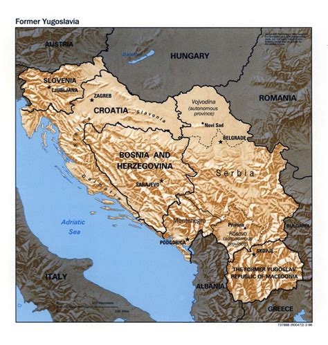 large scale political map  yugoslavia  relief  yugoslavia europe mapsland