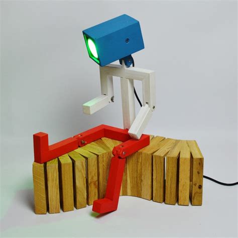 Wooden Articulated Design Lamp In The Form Of A Personage Etsy