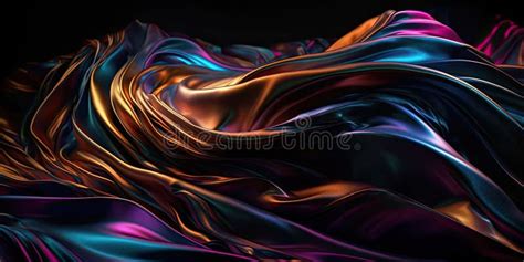 Luxury Silk Fabric Wallpaper With Wrinkles And Folds Digital Iridescent And Wavy Material