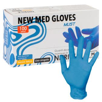 New Med Gloves Guanti Monouso Blu In Nitrile Senza Talco