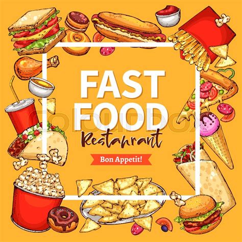 Fast Food Restaurant Poster Or Menu Stock Vector Colourbox