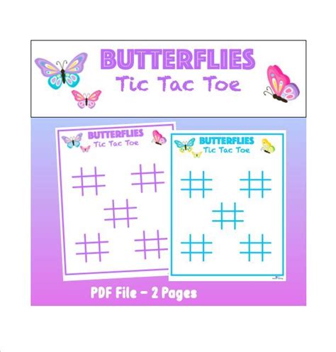 Butterflies Tic Tac Toe Game Printable Pdf For Parties And Classroom