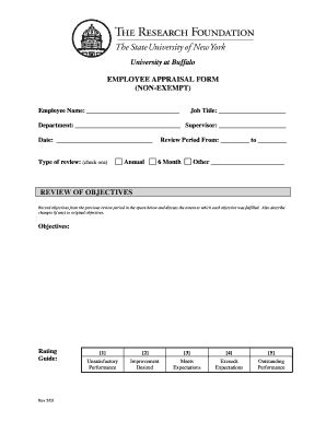 Fillable Online Hr Buffalo Non Exempt Performance Evaluation Form Rf