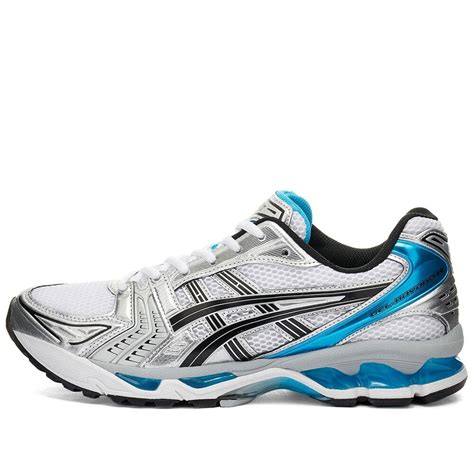 Asics Womens Gel Kayano 14 Sneakers In Whiteaizuri Blue Asics