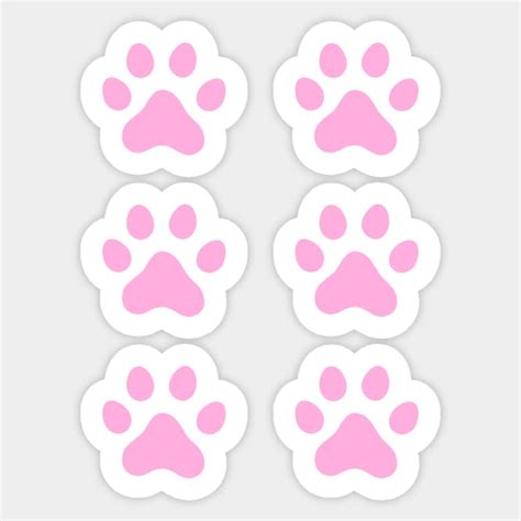 Pink Paw Print Set Of Six Paw Print Sticker Teepublic