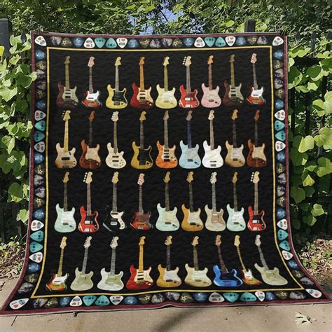 Guitar TVH1510035 Quilt Blanket Quilt Blanket Guitar Quilts Print