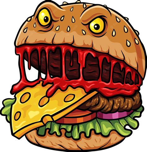 Premium Vector Monster Burger Cartoon Mascot Character