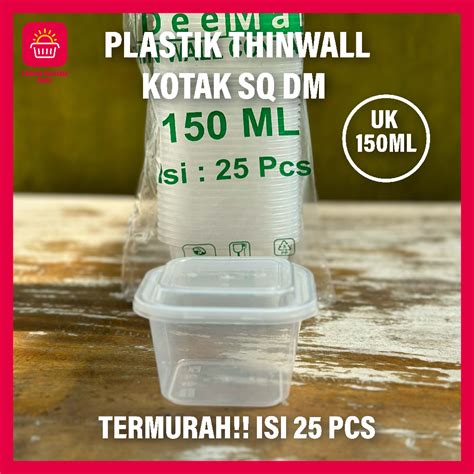 Jual Thinwall Square Mini Kotak Makan Plastik Persegi Kecil 120 Ml