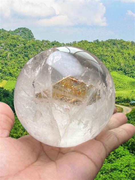 Mm Red Amphibole Crystal Quartz Sphere Ball Orb Red Phantom