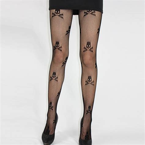 SP CITY Harajuku Style Unique Cool Skull Fishnet Pantyhose Fashion Cool