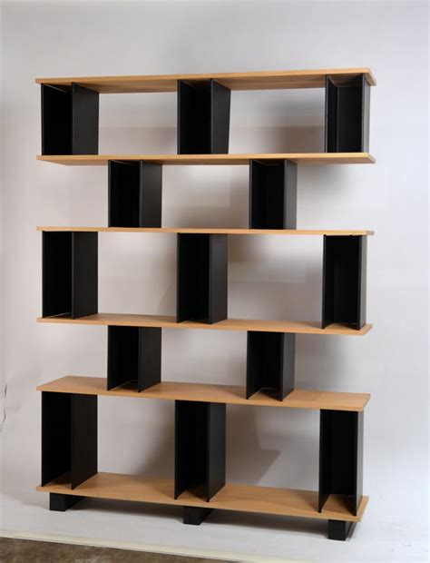 Tall Horizontale Black Steel And Oak Shelving Unit By Design Frères For Sale At 1stdibs