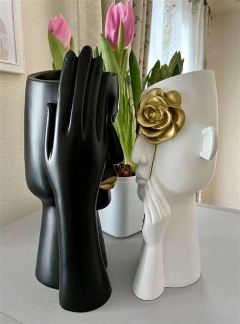 Modern Human Face Flower Vase Female Head Sculpture Vase Etsy