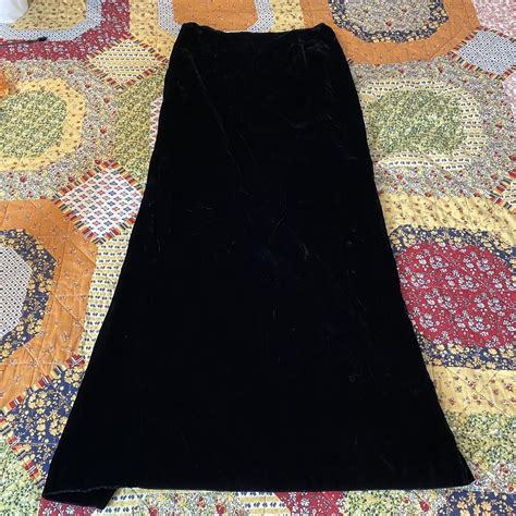 Black Velvet Vintage Whimsigoth Maxi Skirt Zip Depop