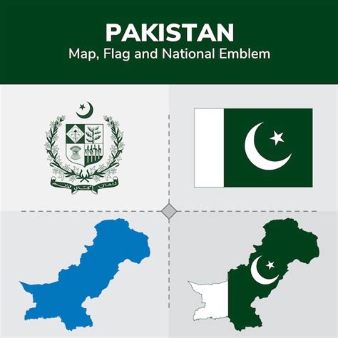 Mapa De Pakist N Bandera Y Emblema Nacional Vector Premium